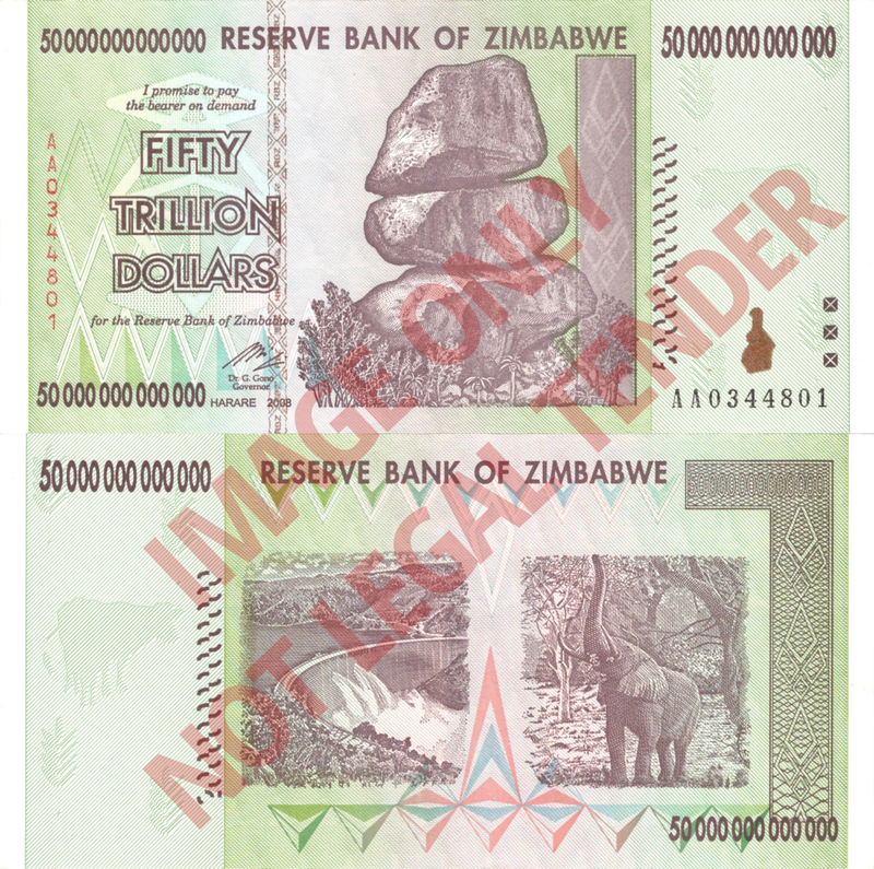 Zimbabwe Z$50 Trillion 2008 Banknote [AA0344801]